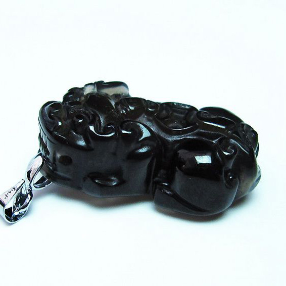 キャッツアイオブシディアンヒキュウペンダント[T174-2164]