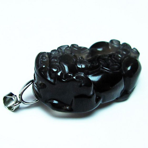 キャッツアイオブシディアンヒキュウペンダント[T174-2165]