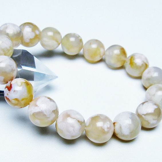 桜メノウ チェリーブロッサムアゲート ブレスレット 13mm [T213-1999]