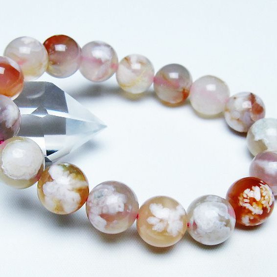 桜メノウ チェリーブロッサムアゲート ブレスレット 17mm [T213-2021]