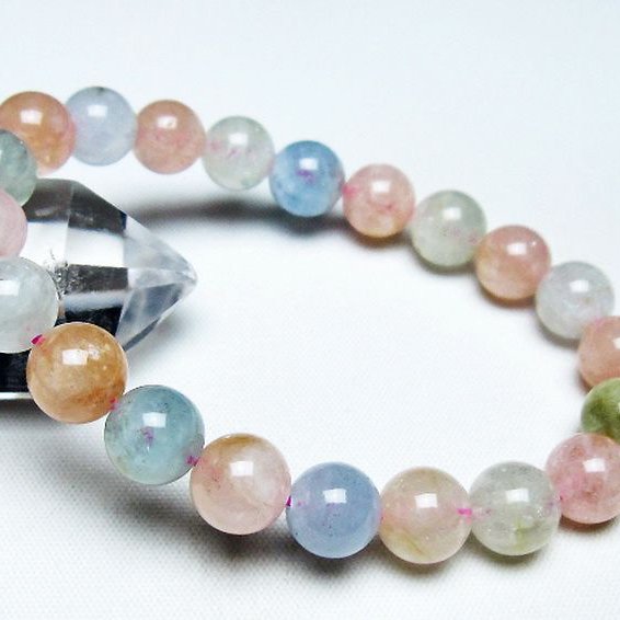 パワーストーン 天然石 MIXベリルブレスレット 緑柱石 14mm [T237-4251]