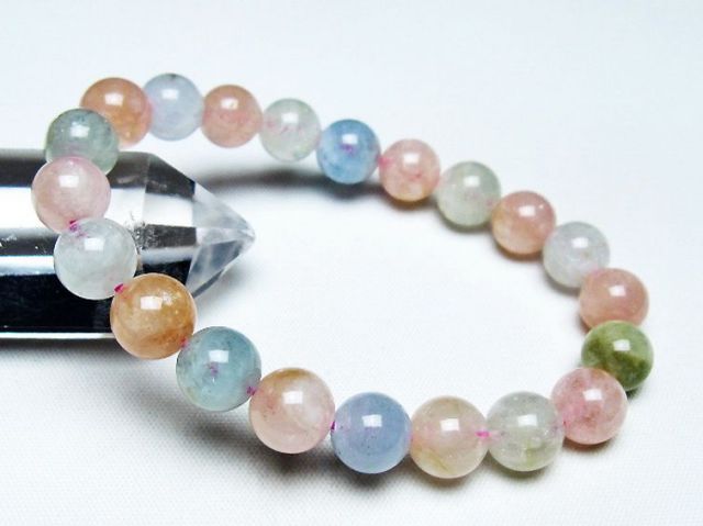 パワーストーン 天然石 MIXベリルブレスレット 緑柱石 14mm