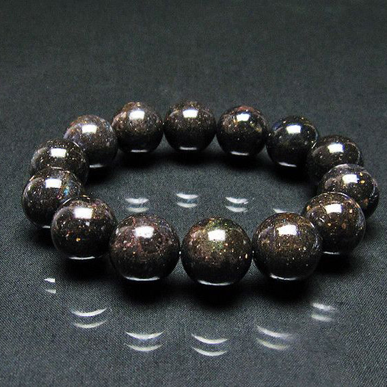 ブラックオパール ブレスレット 10mm 17.5cm メンズM レディース