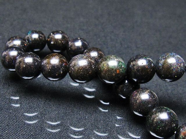 ブラックオパールブレスレット ブラックオパール ブレスレット 8.3mm 17.5cm メンズM