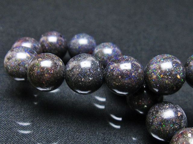 パワーストーン 天然石 ブラックオパールブレスレット 11mm [T249-4343]2枚目