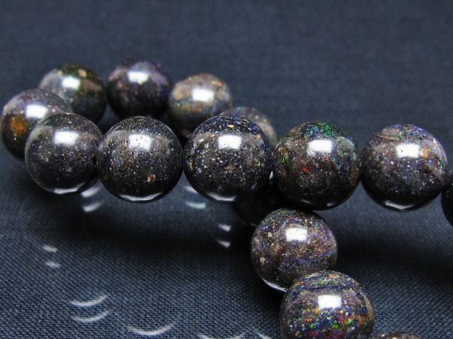 パワーストーン 天然石 ブラックオパールブレスレット 12mm