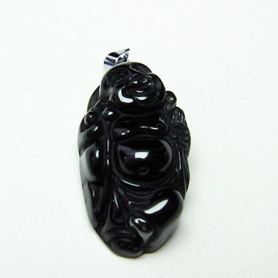 キャッツアイ オブシディアン 布袋様 ペンダント[T255-2418]
