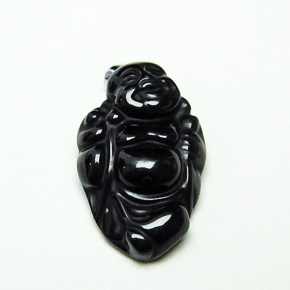 キャッツアイ オブシディアン 布袋様 ペンダント[T255-2446]