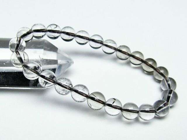 ブラックルチルクォーツブレスレット8mm[T257-4453]
