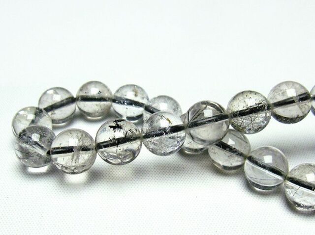 ブラックルチルクォーツブレスレット9mm[T257-4625]