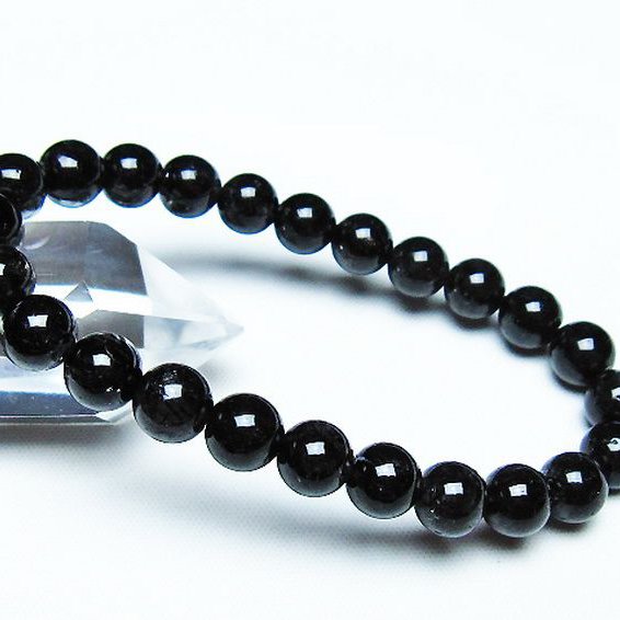 パワーストーン 天然石 ブラックルチルクォーツブレスレット 8mm [T257