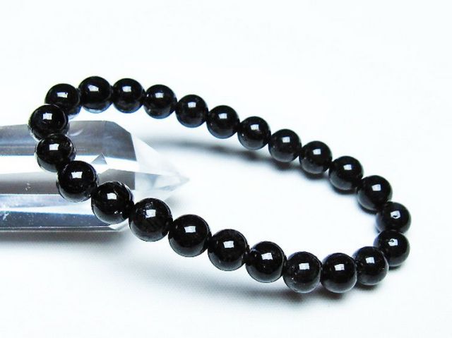 ブラックルチルクォーツブレスレット 8mm [T257-7238]