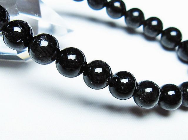 ブラックルチルクォーツブレスレット 8mm [T257-7238]