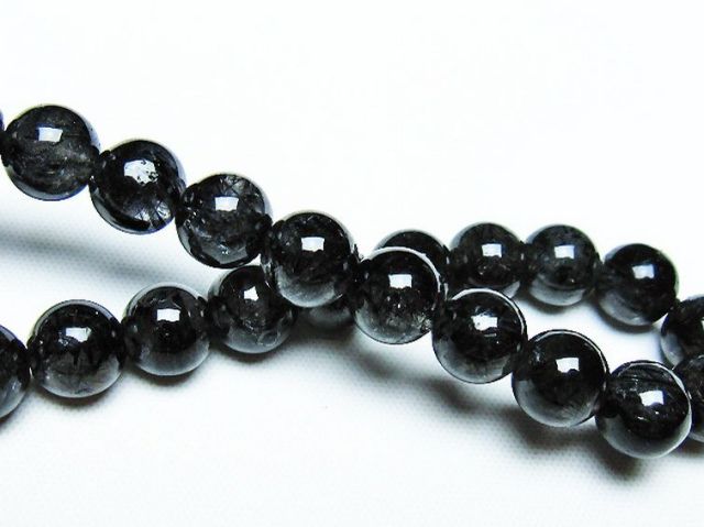 パワーストーン 天然石 ブラックルチルクォーツブレスレット 8mm [T257
