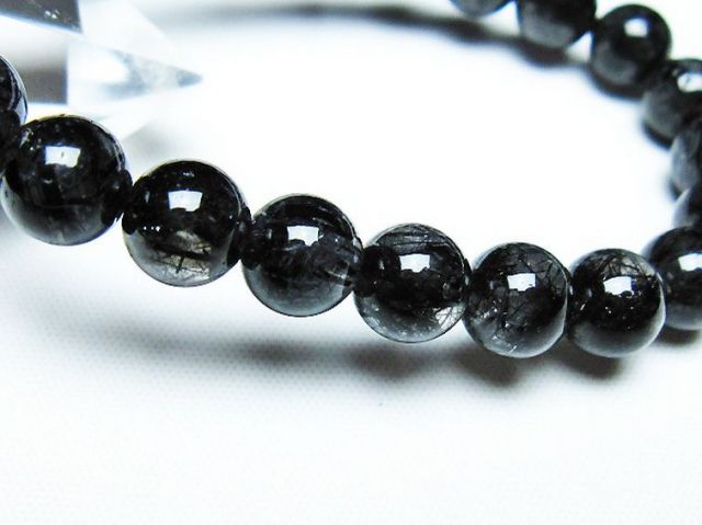 ブラックルチルクォーツブレスレット 8mm [T257-7293]
