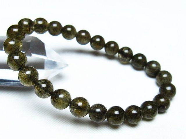 ブラックルチルクォーツブレスレット 8mm [T257-7404]
