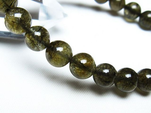 ブラックルチルクォーツブレスレット 8mm [T257-7404]