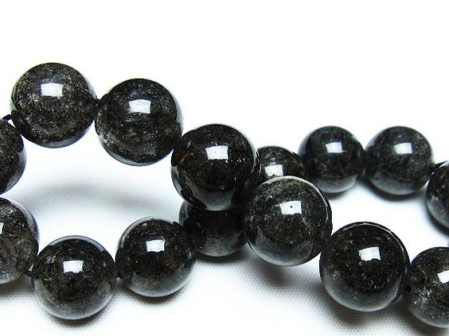 ブラックルチルクォーツブレスレット 13mm [T257-7456]