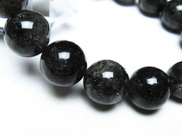 ブラックルチルクォーツブレスレット 13mm [T257-7456]