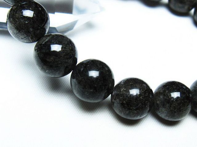 【統率者の石】【極上品】ブラックルチルクォーツブレスレット　約12.5mm 超稀少♪ 正真正銘の本物ブラックルチルクォーツ♪ 必見