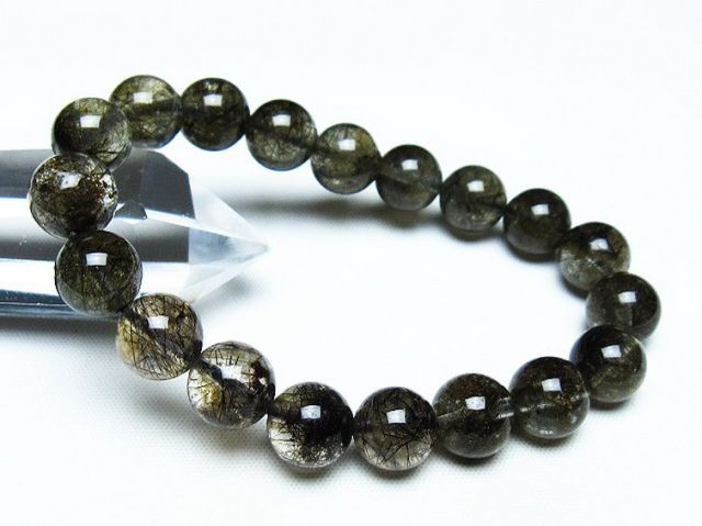 ブラックルチルクォーツブレスレット 10mm [T257-7559]