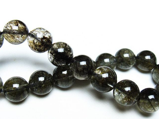 ブラックルチルクォーツブレスレット 10mm [T257-7559]