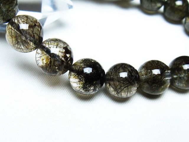 ブラックルチルクォーツブレスレット 10mm [T257-7559]