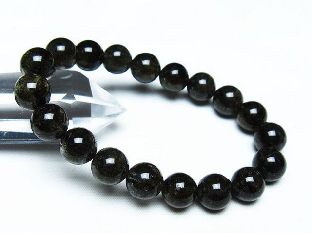ブラックルチルクォーツブレスレット 10mm [T257-7603]