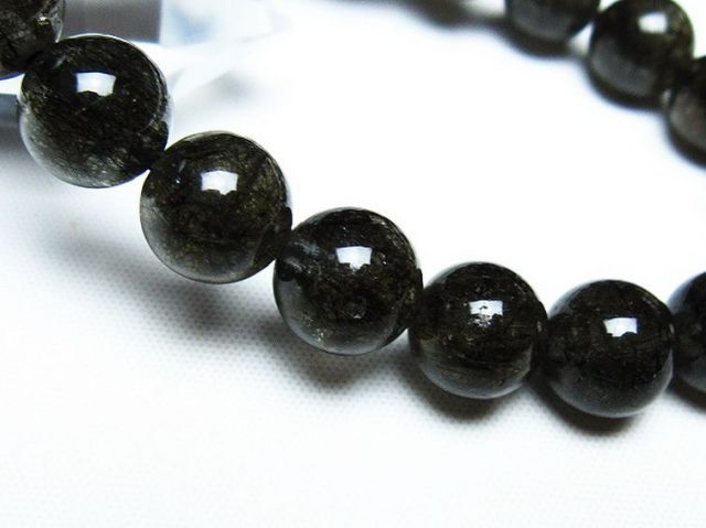 ブラックルチルクォーツブレスレット 10mm [T257-7603]