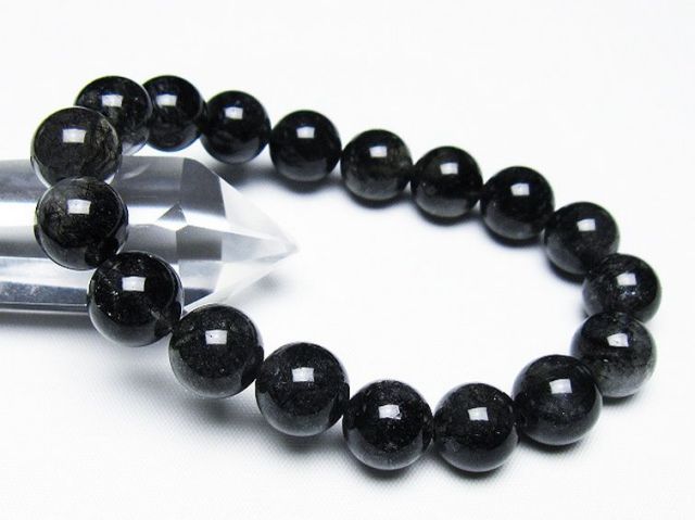 ブラックルチルクォーツブレスレット 12mm [T257-7815]