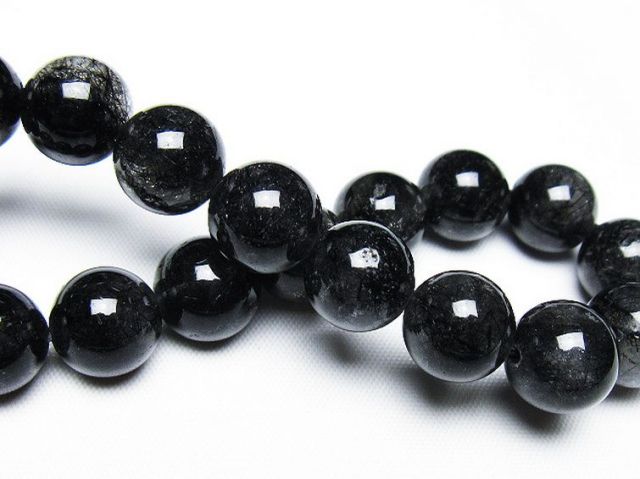 ブラックルチルクォーツブレスレット 12mm [T257-7815]