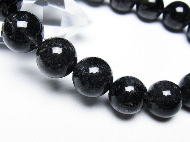 ブラックルチルクォーツブレスレット 12mm [T257-7815]