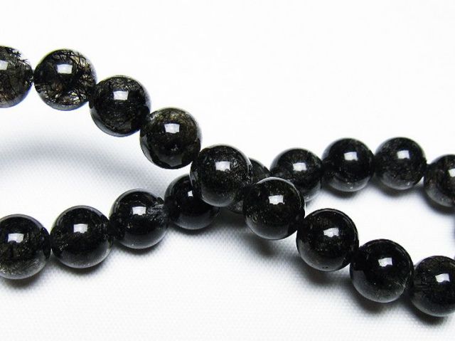 ブラックルチルクォーツブレスレット 8mm [T257-7861]