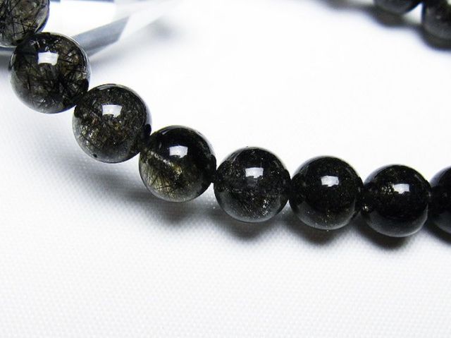 ブラックルチルクォーツブレスレット 8mm [T257-7861]