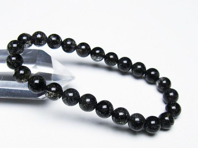 ブラックルチルクォーツブレスレット 7mm [T257-7868]