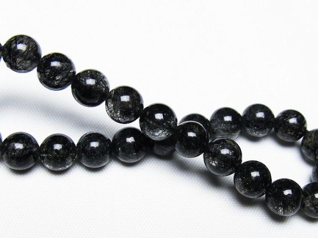 ブラックルチルクォーツブレスレット 7mm [T257-7868]