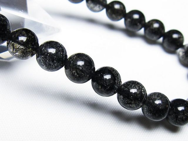 ブラックルチルクォーツブレスレット 7mm [T257-7868]