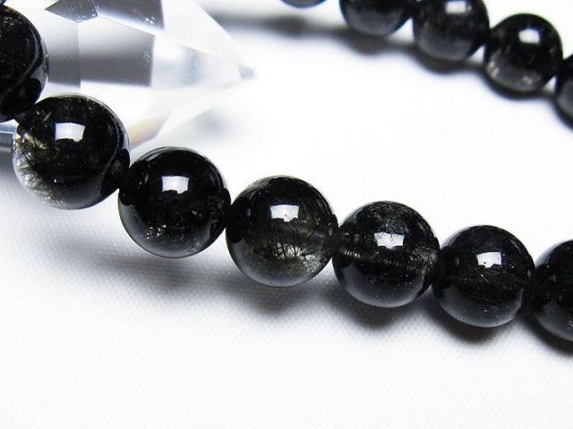 パワーストーン 天然石 ブラックルチルクォーツブレスレット 9mm [T257
