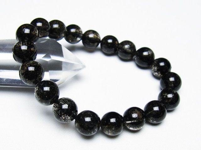 ブラックルチルクォーツブレスレット 10mm [T257-7890]