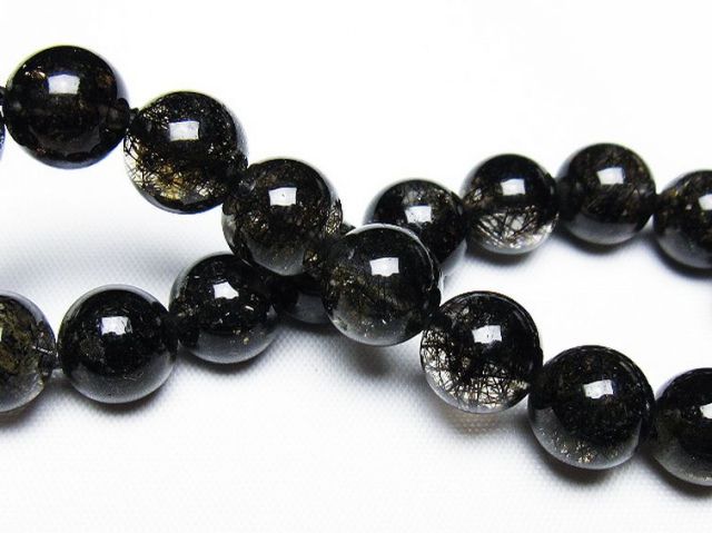ブラックルチルクォーツブレスレット 10mm [T257-7890]