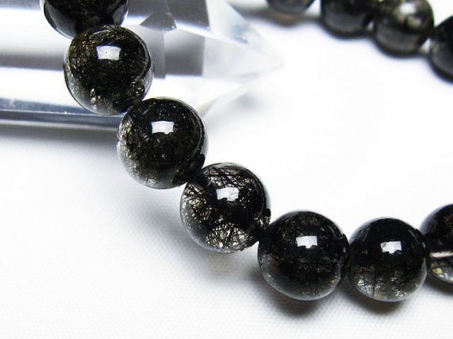ブラックルチルクォーツブレスレット 10mm [T257-7890]