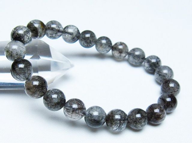 ブラックルチルクォーツブレスレット 9mm [t257-7929]