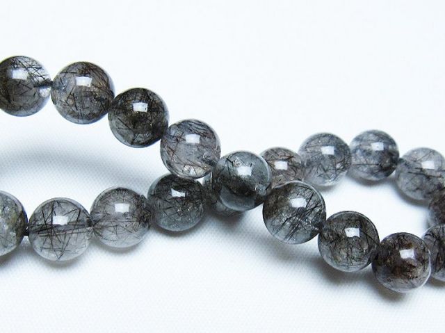 ブラックルチルクォーツブレスレット 9mm [t257-7929]