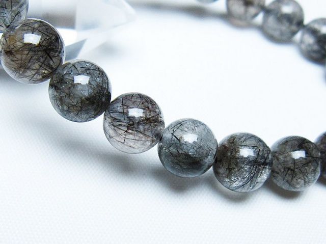 ブラックルチルクォーツブレスレット 9mm [t257-7929]