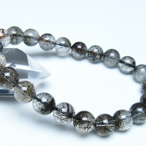 ブラックルチルクォーツブレスレット 9mm [t257-7992]