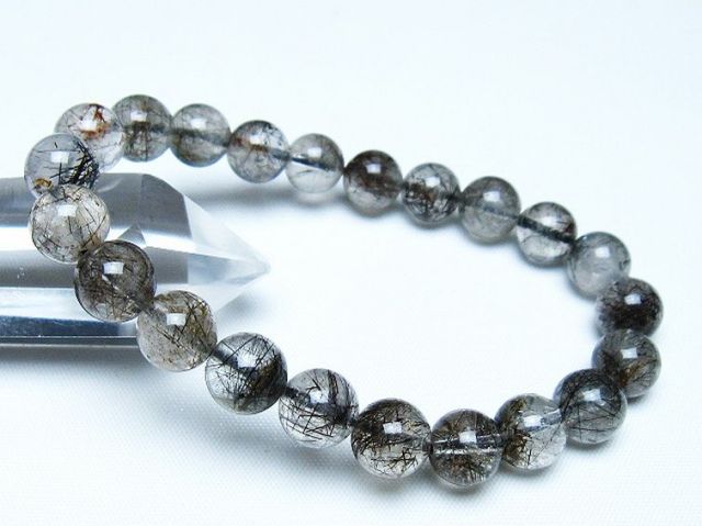 ブラックルチルクォーツブレスレット 9mm [t257-7992]