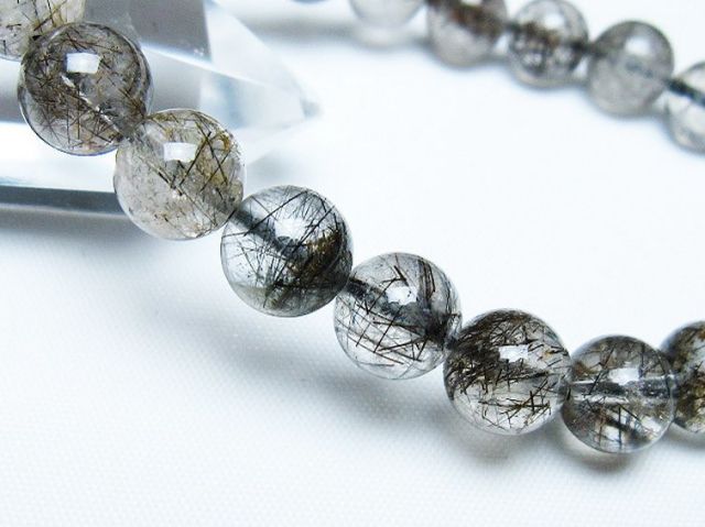 ブラックルチルクォーツブレスレット 9mm [t257-7992]