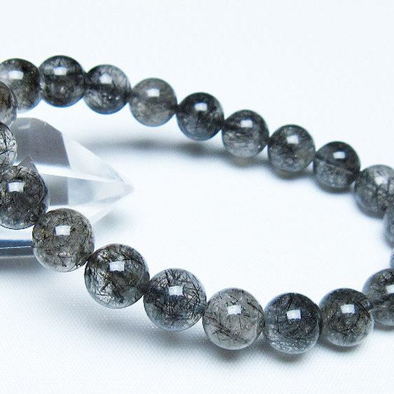 ブラックルチルクォーツブレスレット 9mm [t257-8042]