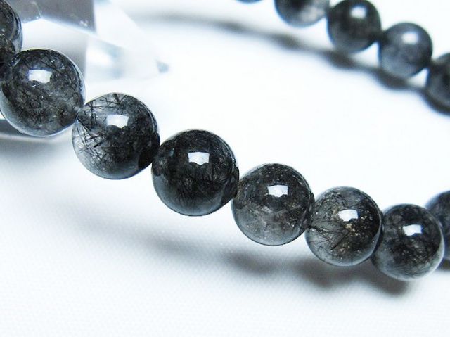 ルチルクォーツブレスレット ブラックルチルクォーツ ブレスレット 7mm [t257-5894]