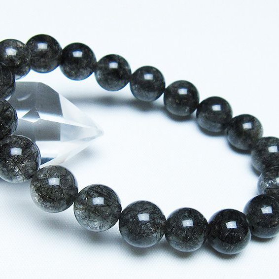 ブラックルチルクォーツブレスレット 10mm [t257-8088]